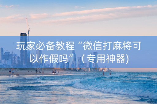 玩家必备教程“微信打麻将可以作假吗”（专用神器)