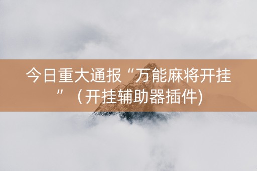 今日重大通报“万能麻将开挂”（开挂辅助器插件)