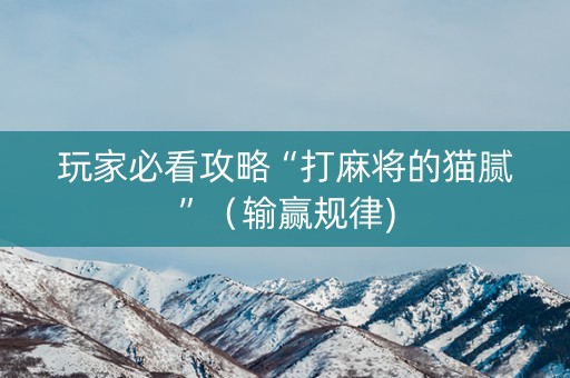 玩家必看攻略“打麻将的猫腻”（输赢规律)