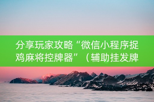 分享玩家攻略“微信小程序捉鸡麻将控牌器”（辅助挂发牌规律)