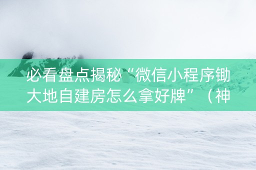 必看盘点揭秘“微信小程序锄大地自建房怎么拿好牌”（神器最新免费)