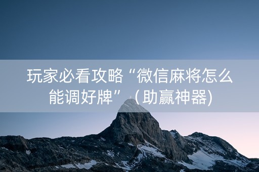 玩家必看攻略“微信麻将怎么能调好牌”（助赢神器)