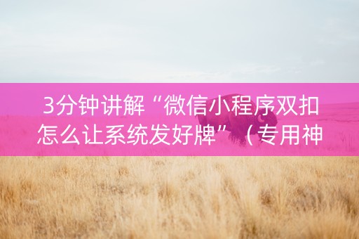 3分钟讲解“微信小程序双扣怎么让系统发好牌”（专用神器)