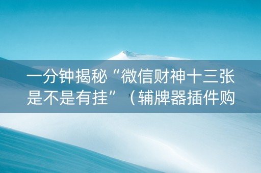 一分钟揭秘“微信财神十三张是不是有挂”（辅牌器插件购买)