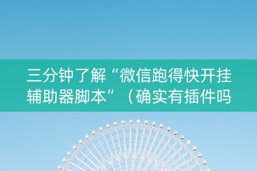 三分钟了解“微信跑得快开挂辅助器脚本”（确实有插件吗)