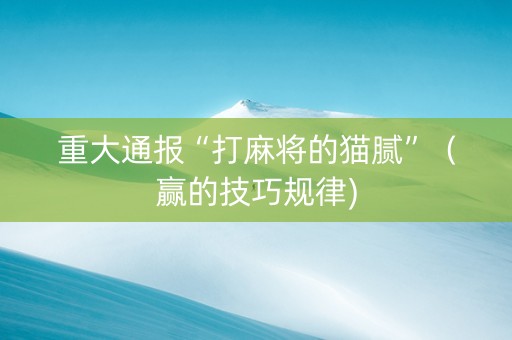 重大通报“打麻将的猫腻”（赢的技巧规律)