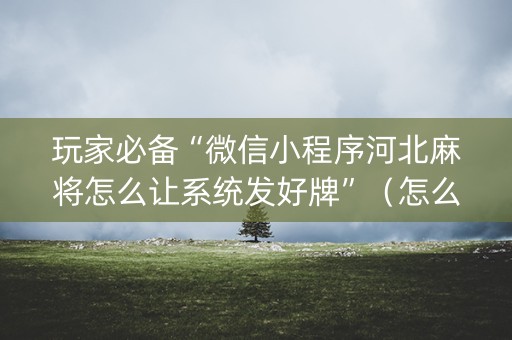 玩家必备“微信小程序河北麻将怎么让系统发好牌”（怎么设置才能赢)
