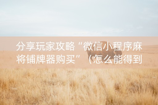 分享玩家攻略“微信小程序麻将铺牌器购买”（怎么能得到好牌)