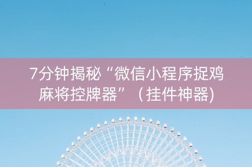 7分钟揭秘“微信小程序捉鸡麻将控牌器”（挂件神器)