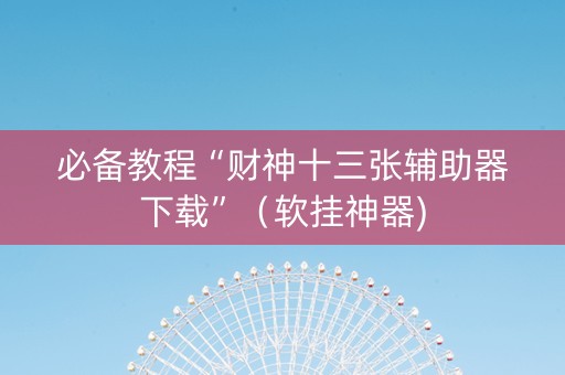 必备教程“财神十三张辅助器下载”（软挂神器)