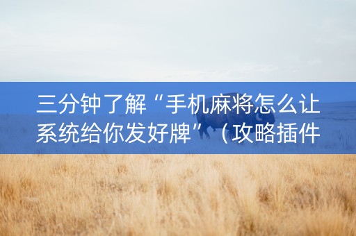 三分钟了解“手机麻将怎么让系统给你发好牌”（攻略插件)