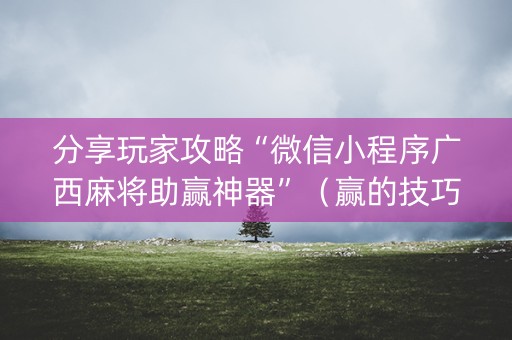 分享玩家攻略“微信小程序广西麻将助赢神器”（赢的技巧规律)