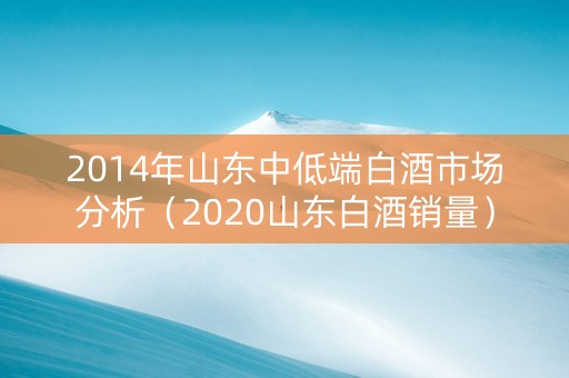 2014年山东中低端白酒市场分析（2020山东白酒销量）