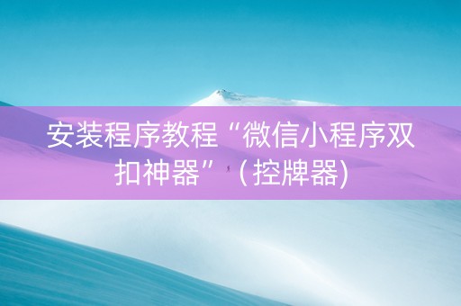 安装程序教程“微信小程序双扣神器”（控牌器)