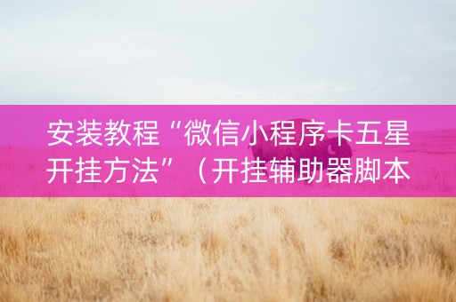 安装教程“微信小程序卡五星开挂方法”（开挂辅助器脚本)