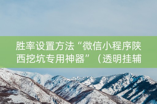 胜率设置方法“微信小程序陕西挖坑专用神器”（透明挂辅助器)