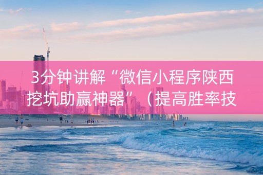 3分钟讲解“微信小程序陕西挖坑助赢神器”（提高胜率技巧)
