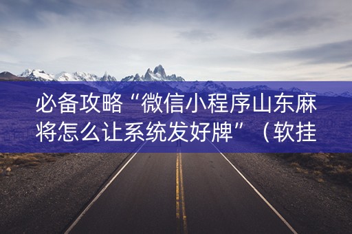 必备攻略“微信小程序山东麻将怎么让系统发好牌”（软挂神器)