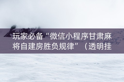 玩家必备“微信小程序甘肃麻将自建房胜负规律”（透明挂辅助器)