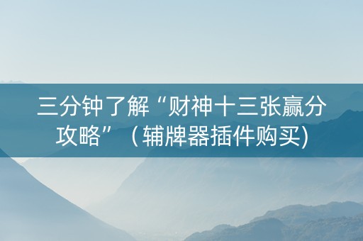 三分钟了解“财神十三张赢分攻略”（辅牌器插件购买)