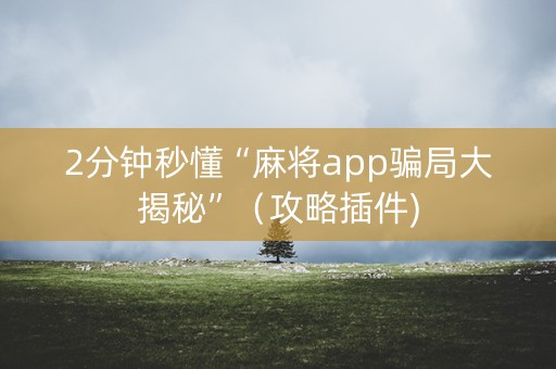 2分钟秒懂“麻将app骗局大揭秘”（攻略插件)