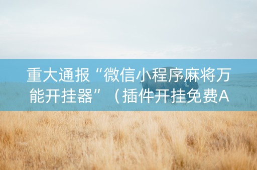 重大通报“微信小程序麻将万能开挂器”（插件开挂免费AI)