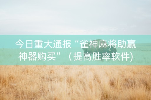 今日重大通报“雀神麻将助赢神器购买”（提高胜率软件)