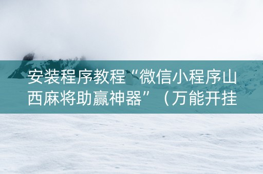 安装程序教程“微信小程序山西麻将助赢神器”（万能开挂神器)