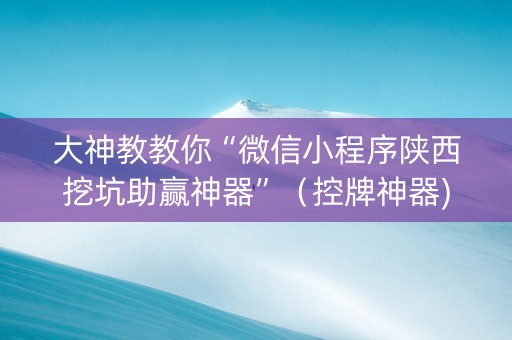 大神教教你“微信小程序陕西挖坑助赢神器”（控牌神器)