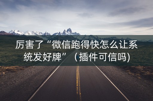 厉害了“微信跑得快怎么让系统发好牌”（插件可信吗)