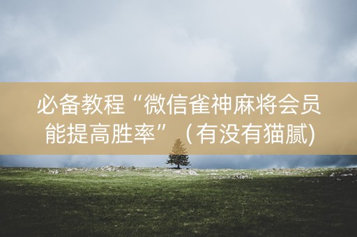 必备教程“微信雀神麻将会员能提高胜率”（有没有猫腻)