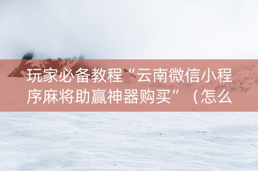 玩家必备教程“云南微信小程序麻将助赢神器购买”（怎么能让牌好一点)