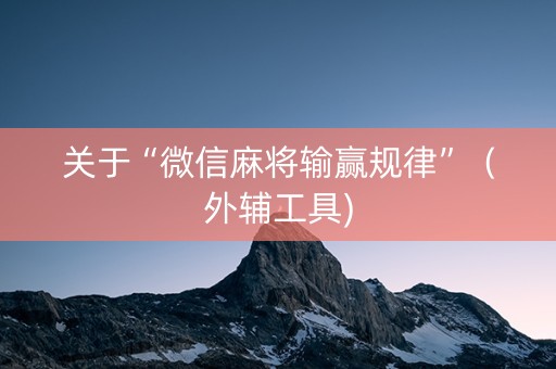 关于“微信麻将输赢规律”（外辅工具)