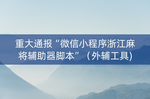 重大通报“微信小程序浙江麻将辅助器脚本”（外辅工具)