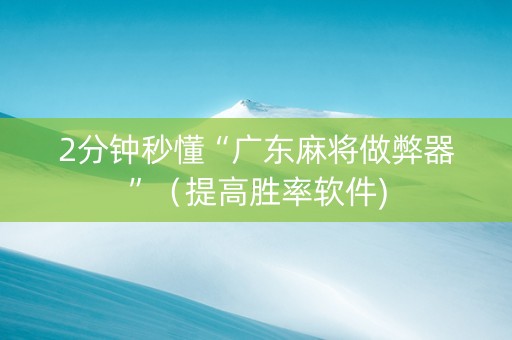 2分钟秒懂“广东麻将做弊器”（提高胜率软件)
