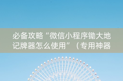 必备攻略“微信小程序锄大地记牌器怎么使用”（专用神器下载)