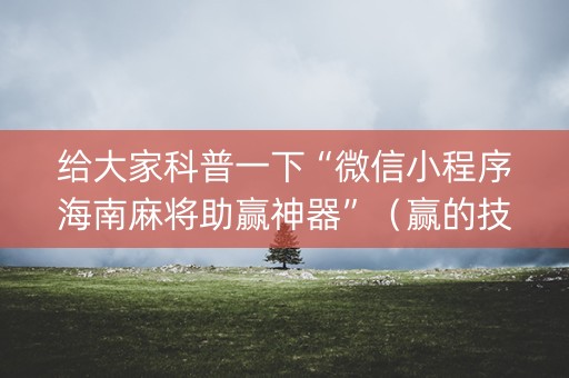 给大家科普一下“微信小程序海南麻将助赢神器”（赢的技巧规律)