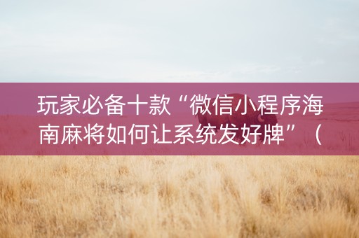 玩家必备十款“微信小程序海南麻将如何让系统发好牌”（开挂辅助脚本)