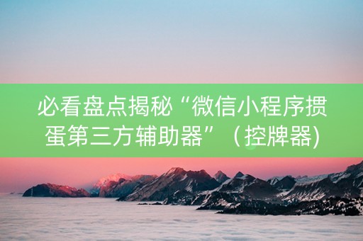 必看盘点揭秘“微信小程序掼蛋第三方辅助器”（控牌器)