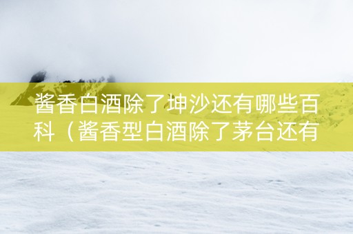 酱香白酒除了坤沙还有哪些百科（酱香型白酒除了茅台还有哪些）