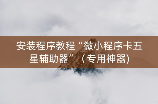 安装程序教程“微小程序卡五星辅助器”（专用神器)