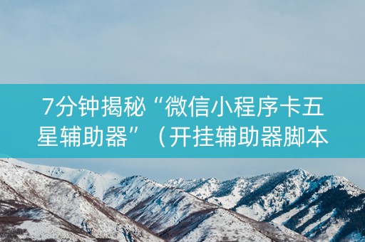 7分钟揭秘“微信小程序卡五星辅助器”（开挂辅助器脚本)