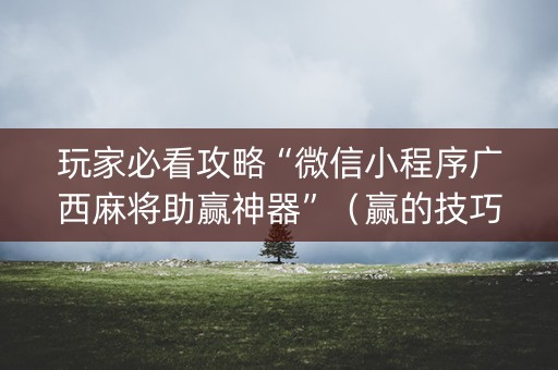 玩家必看攻略“微信小程序广西麻将助赢神器”（赢的技巧规律)