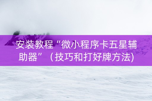 安装教程“微小程序卡五星辅助器”（技巧和打好牌方法)