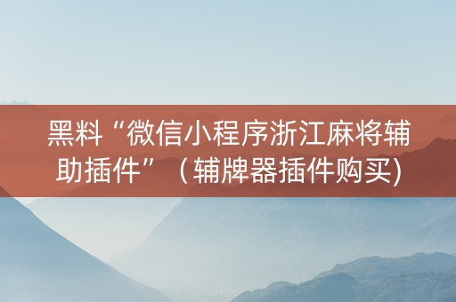 黑料“微信小程序浙江麻将辅助插件”（辅牌器插件购买)