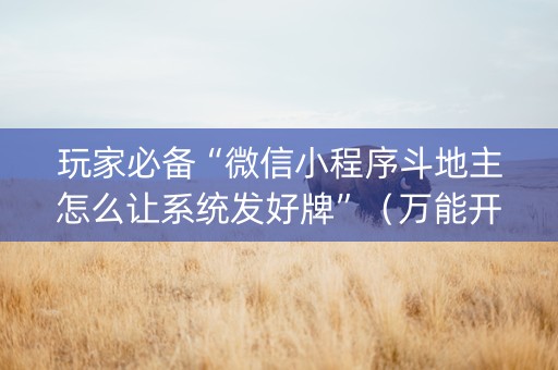 玩家必备“微信小程序斗地主怎么让系统发好牌”（万能开挂神器)