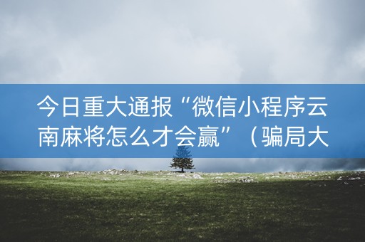 今日重大通报“微信小程序云南麻将怎么才会赢”（骗局大揭秘)