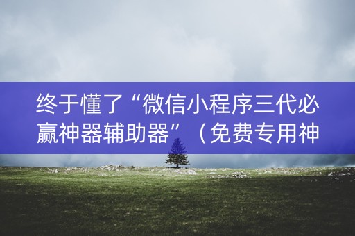 终于懂了“微信小程序三代必赢神器辅助器”（免费专用神器)