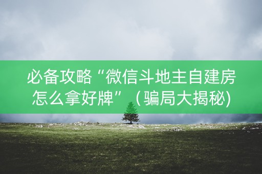 必备攻略“微信斗地主自建房怎么拿好牌”（骗局大揭秘)