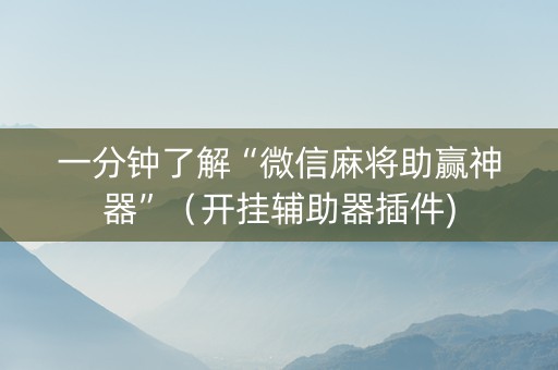 一分钟了解“微信麻将助赢神器”（开挂辅助器插件)